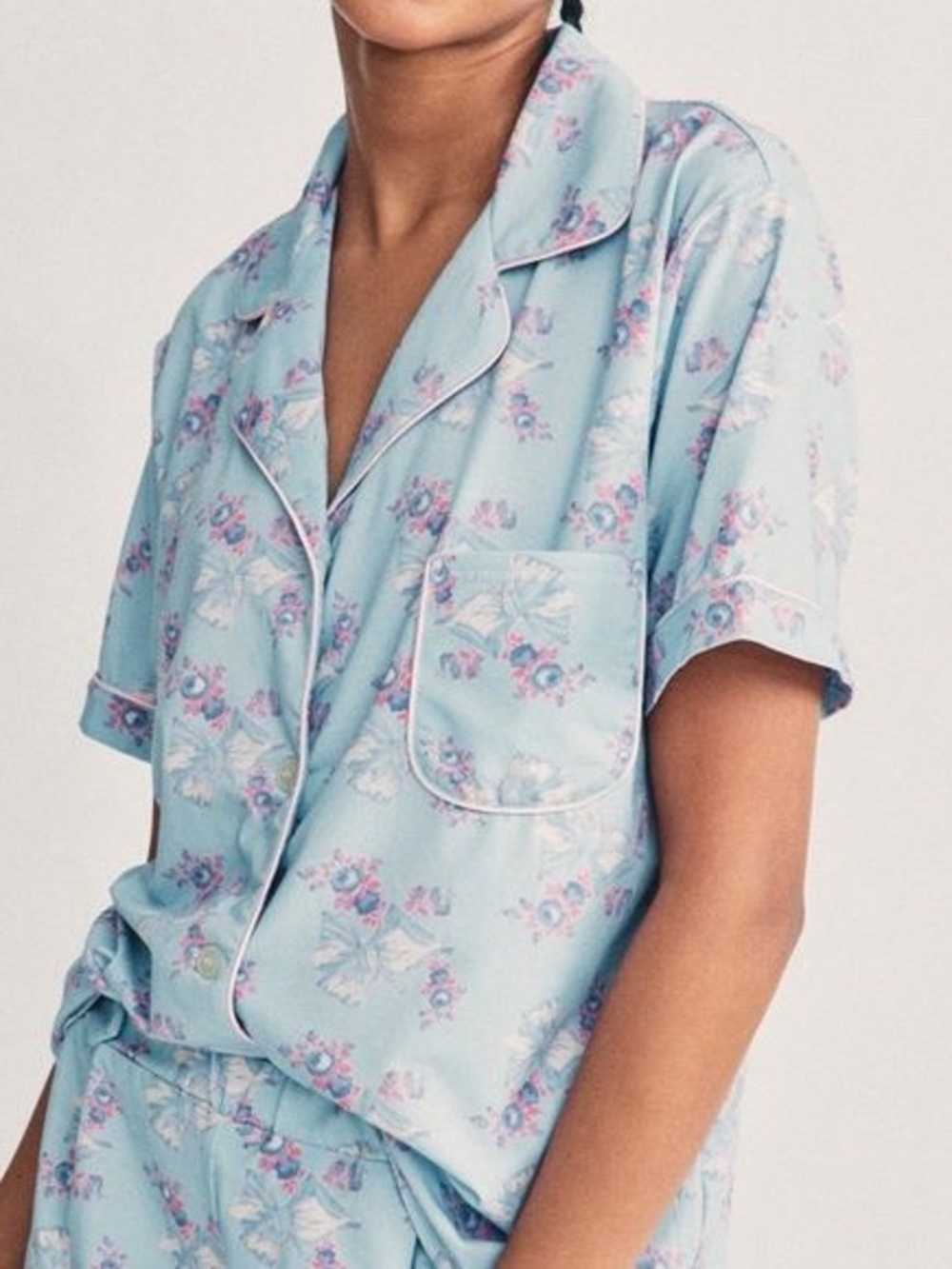 NWOT LoveShackFancy x Morgan Lane Button Down Floral Bow Pajama Top